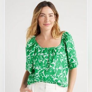 Never worn Green Floral Women's Top size Medium Free Assembly wide sleeves